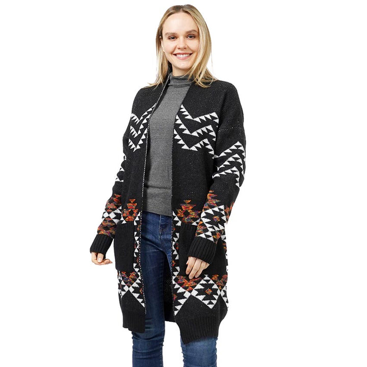 Aztec Patterned Sweater Cardigan by Madeline Love