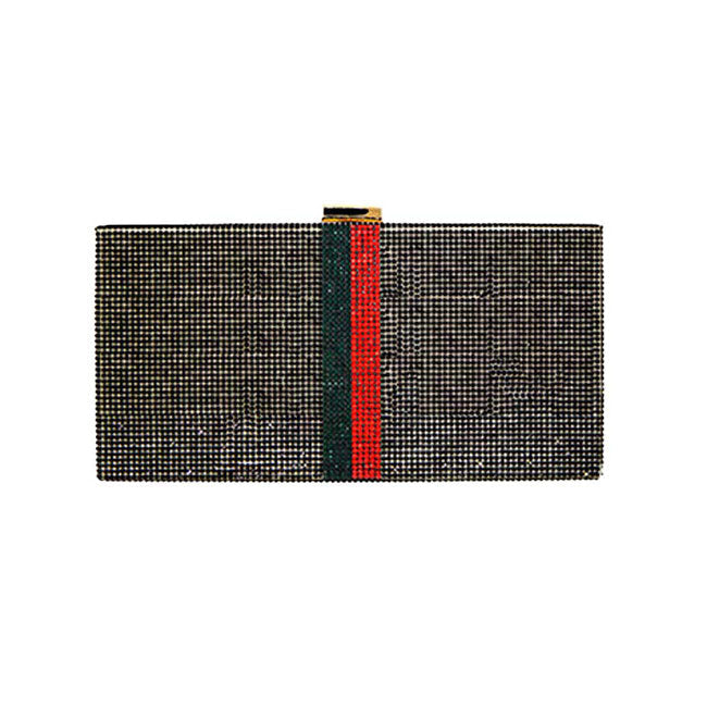 Bling Color Block Rectangle Evening Clutch Crossbody Bag by Madeline Love