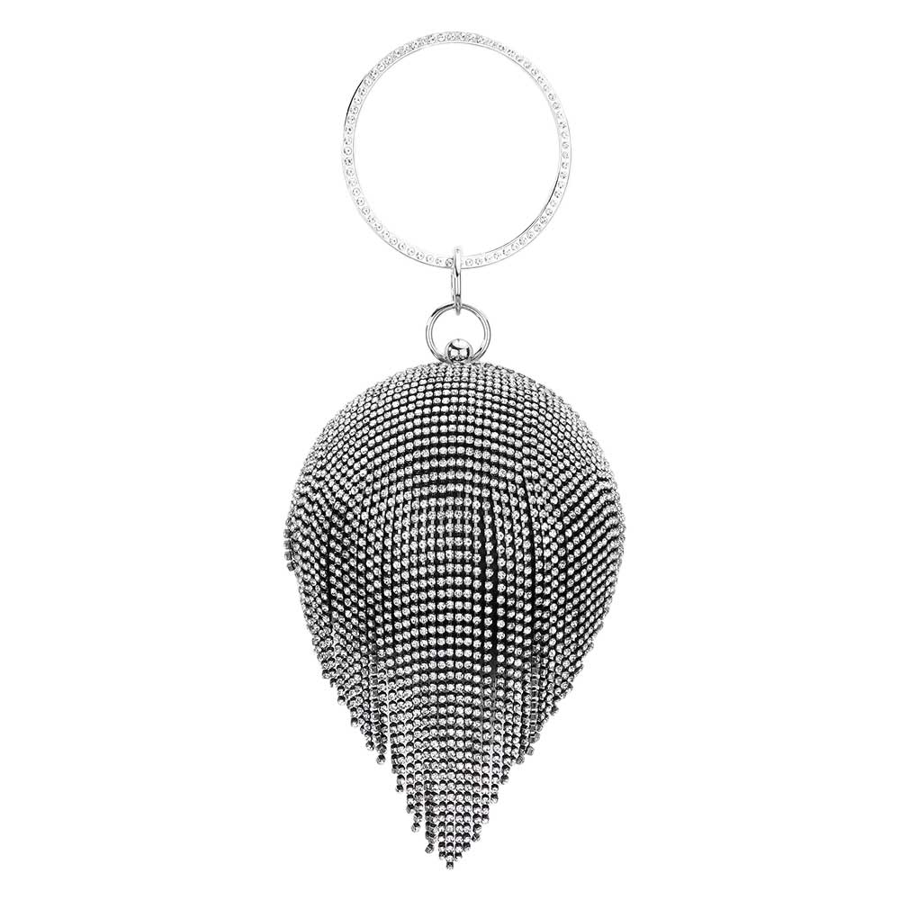Bling Round Ball Fringe Evening Tote Crossbody Bag by Madeline Love