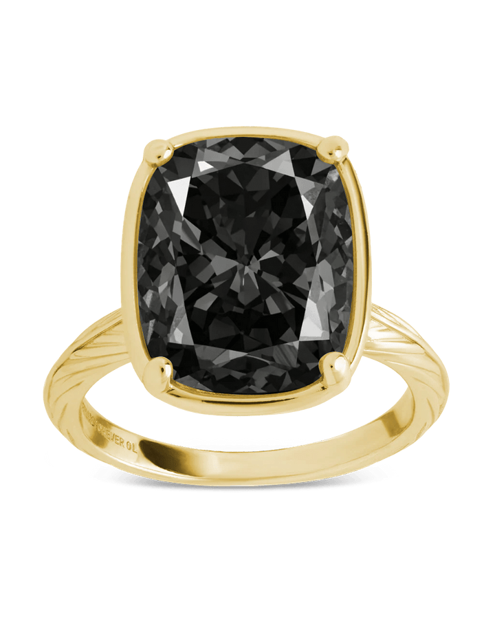 Black CZ Elongated Cushion Cocktail Ring