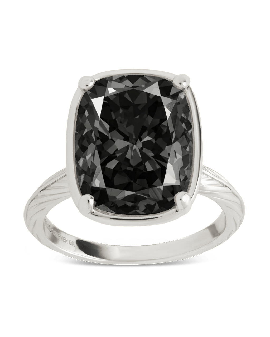 Black CZ Elongated Cushion Cocktail Ring