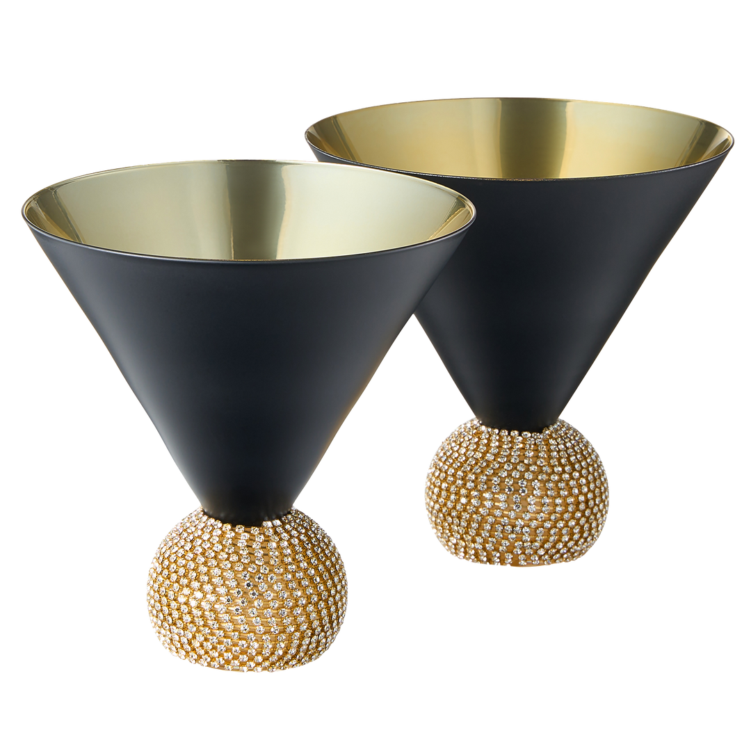The Wine Savant Diamond Studded Martini Glasses Set of 2