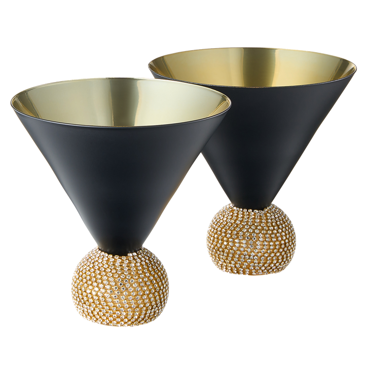The Wine Savant Diamond Studded Martini Glasses Set of 2