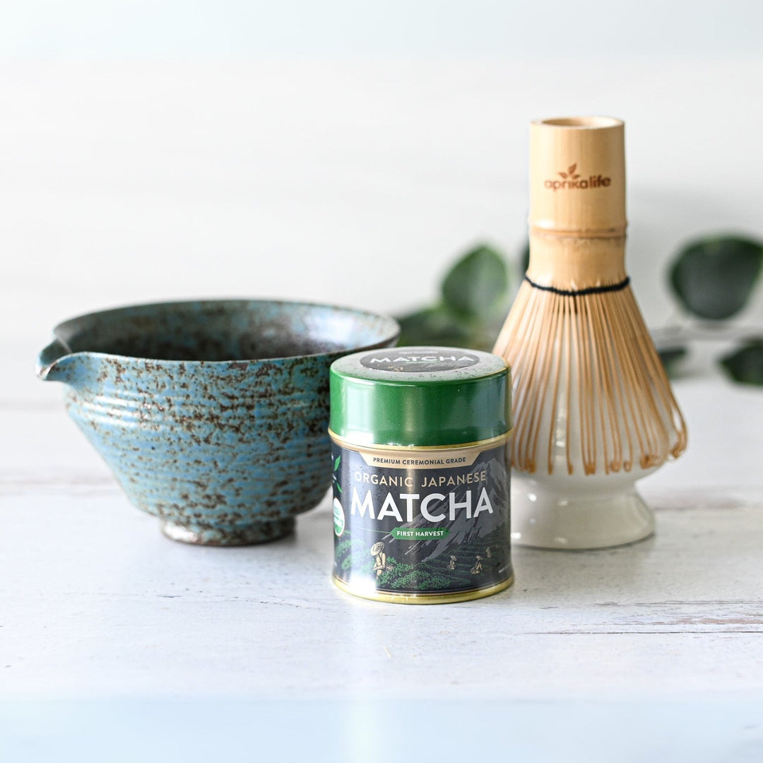Blue Matcha Bowl with Spout by Aprika Life