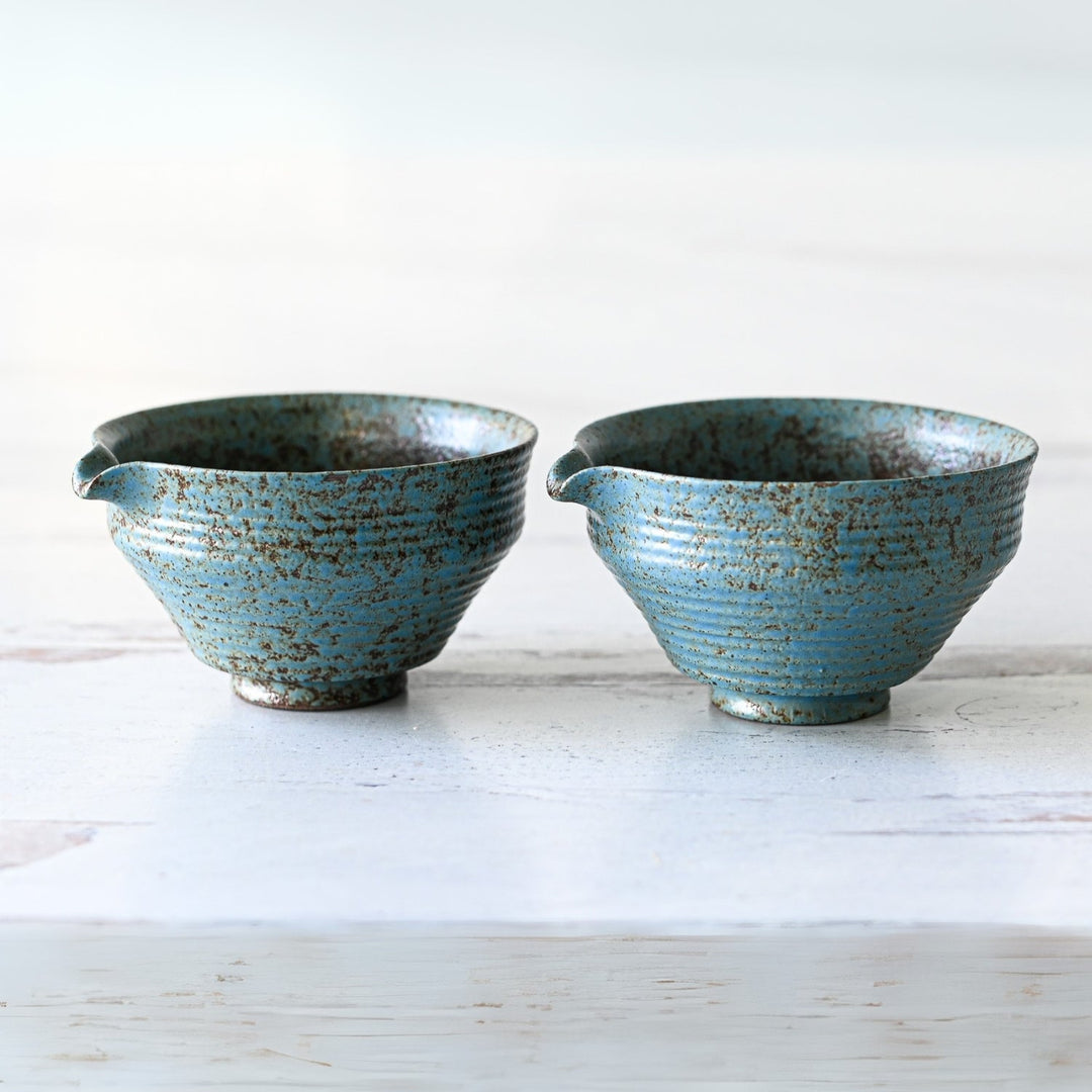 Blue Matcha Bowl with Spout by Aprika Life