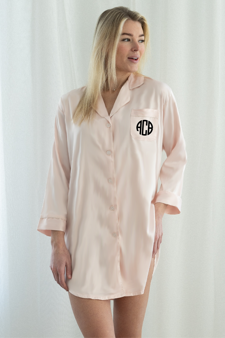 Blush Satin Sleep Shirt by Spikes and Seams