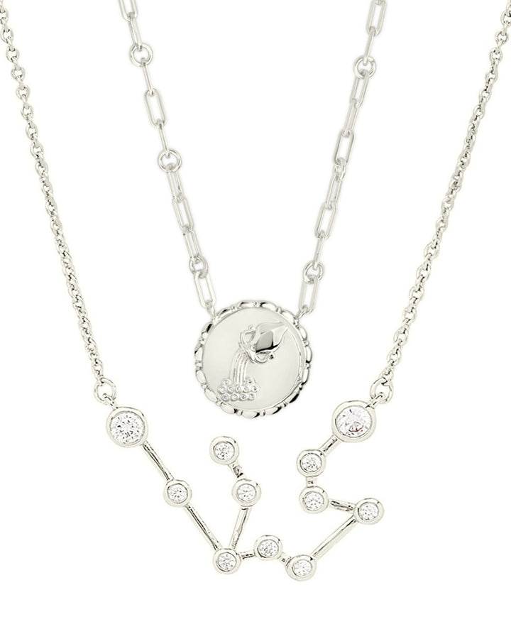 'When Stars Align' Constellation Necklace & Bold Link Zodiac Necklace Set