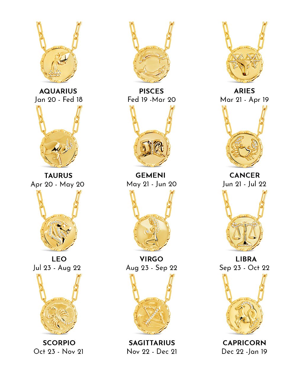 Zodiac Link Pendant Necklace