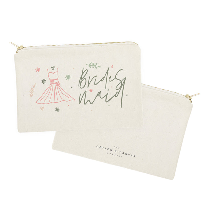 Floral Bridesmaid Cotton Canvas Cosmetic Bag
