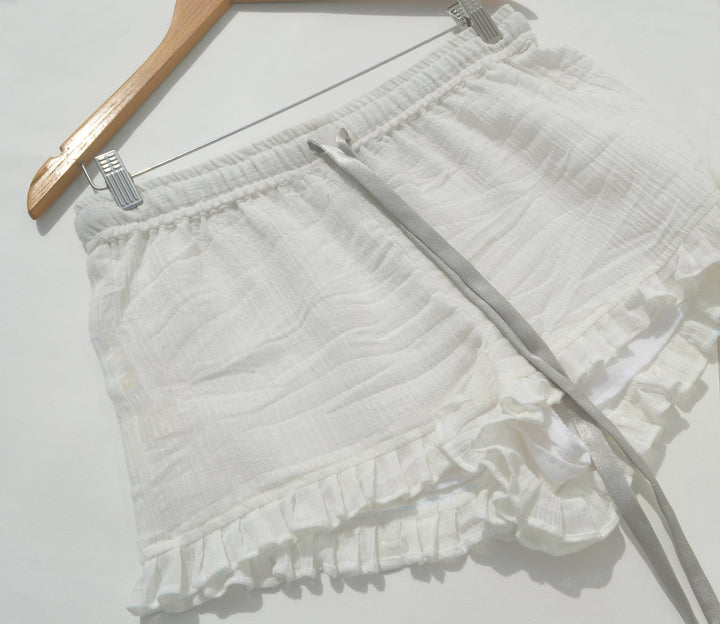 White Gray Cotton Monogram Pajama Short, Custom Bridesmaid Gift PJ Short by Amore Beauté