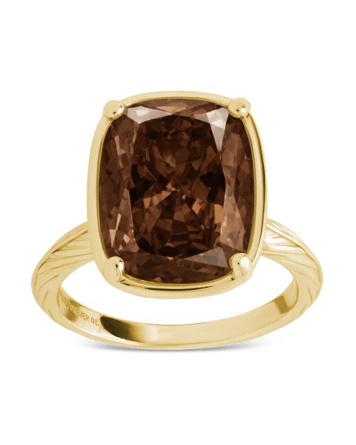Chocolate CZ  Elongated Cushion Cocktail Ring