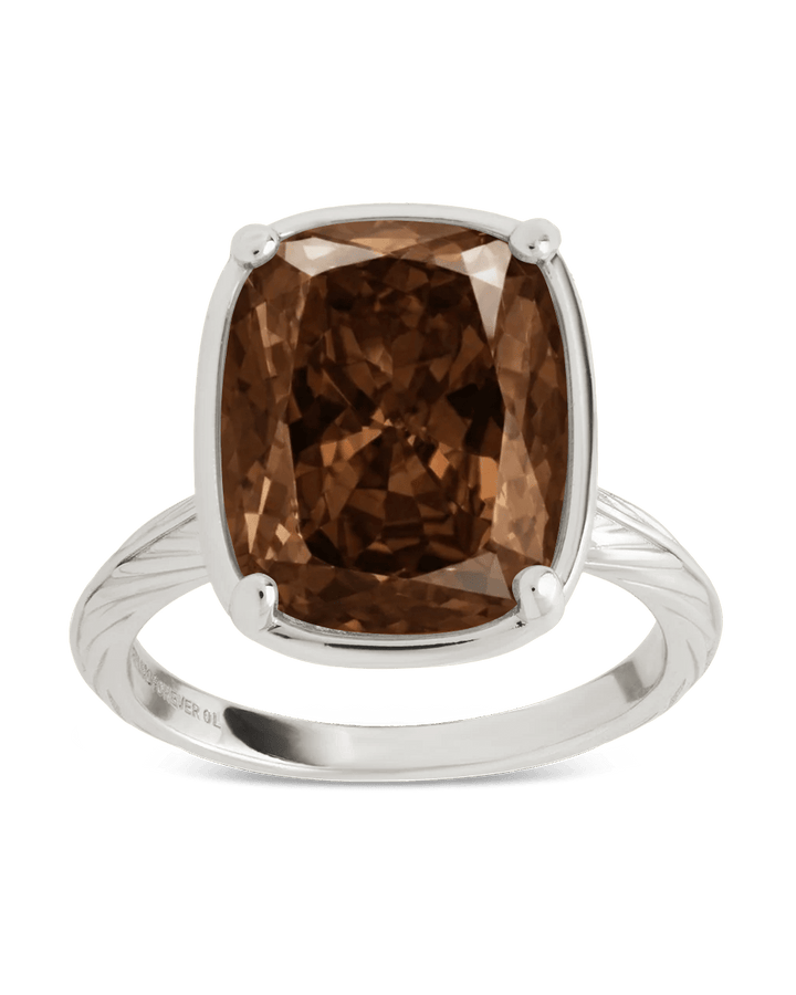 Chocolate CZ  Elongated Cushion Cocktail Ring