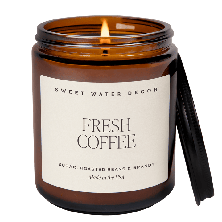 Fresh Coffee Soy Candle - Amber Jar - 9 oz by Sweet Water Decor