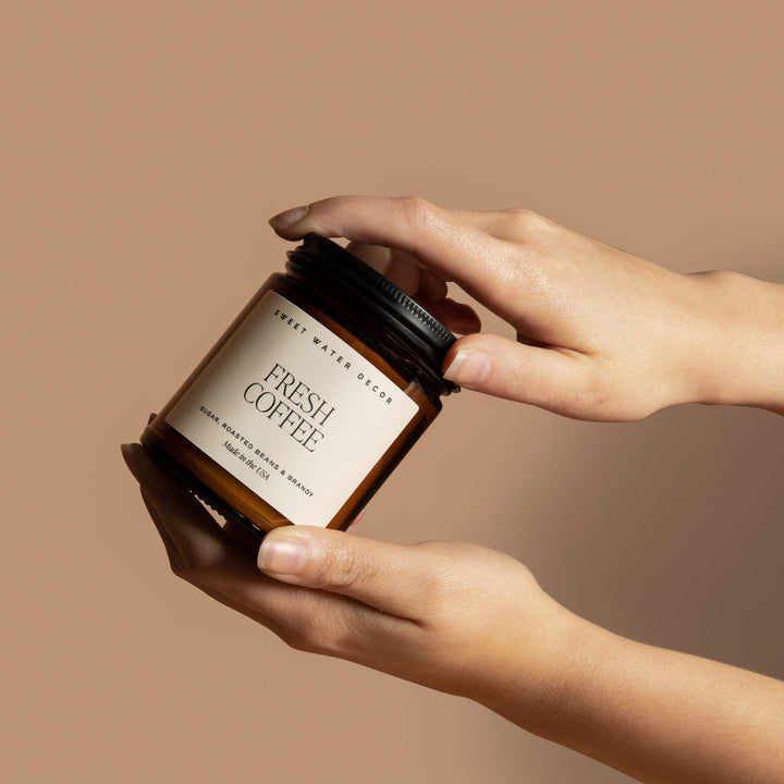 Fresh Coffee Soy Candle - Amber Jar - 9 oz by Sweet Water Decor