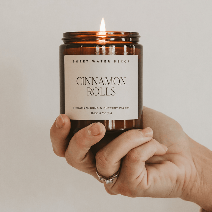 Cinnamon Rolls Soy Candle - Amber Jar - 9 oz by Sweet Water Decor