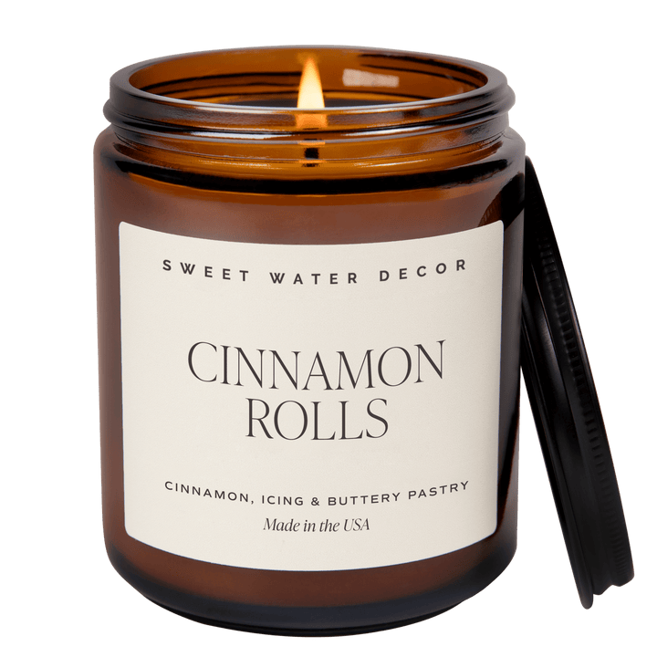 Cinnamon Rolls Soy Candle - Amber Jar - 9 oz by Sweet Water Decor