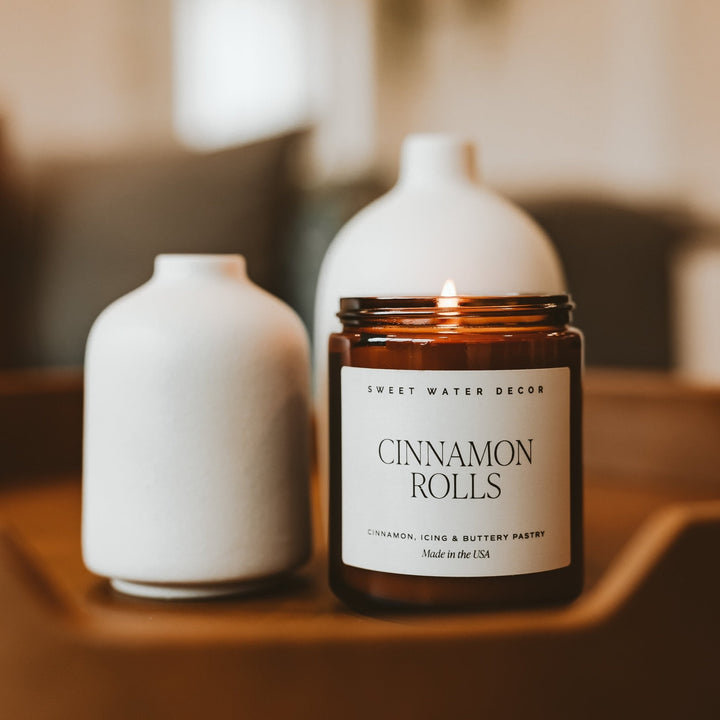 Cinnamon Rolls Soy Candle - Amber Jar - 9 oz by Sweet Water Decor