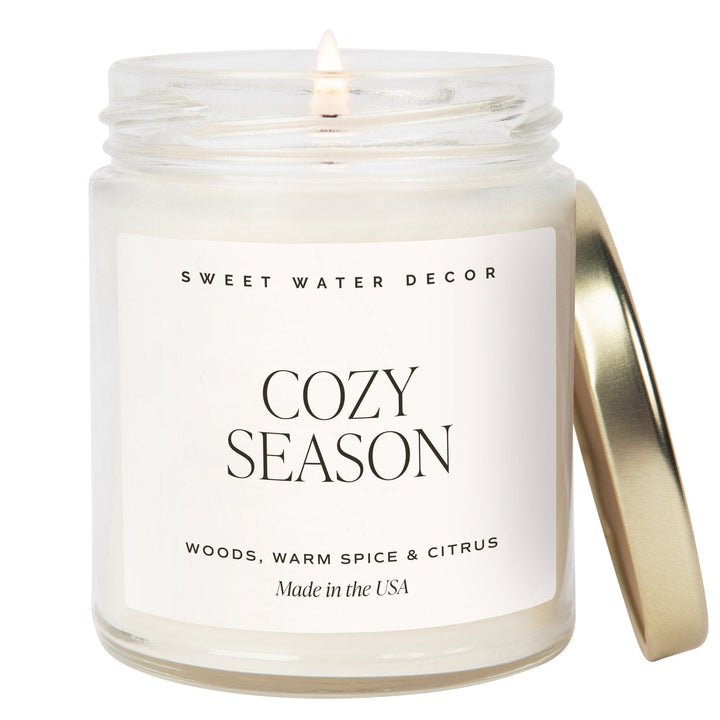 Cozy Season Soy Candle - Clear Jar - 9 oz by Sweet Water Decor