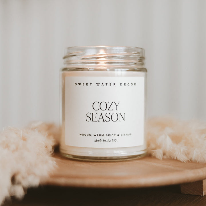 Cozy Season Soy Candle - Clear Jar - 9 oz by Sweet Water Decor