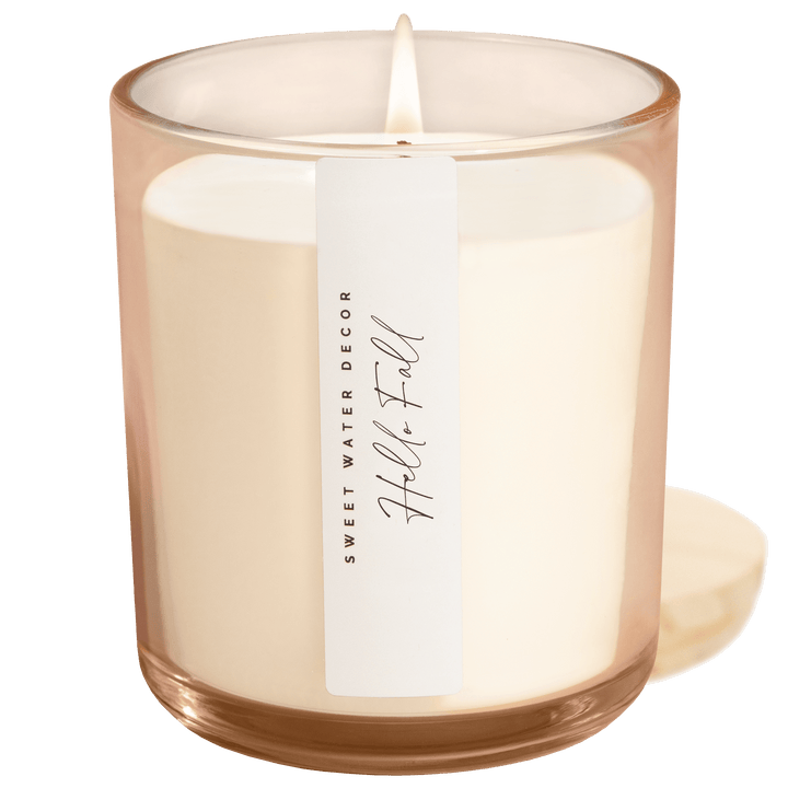 Hello Fall Soy Candle - Tinted Glass Jar - 12 oz