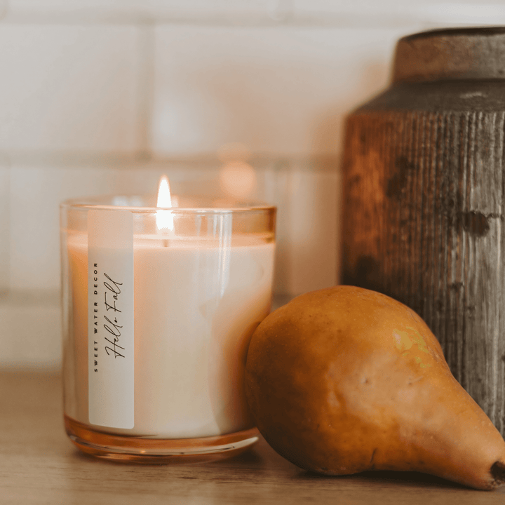 Hello Fall Soy Candle - Tinted Glass Jar - 12 oz