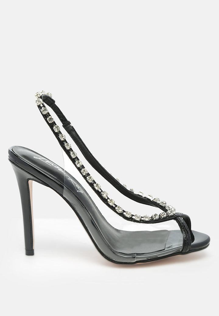 Camarine Clear Diamante Slingback High Heeled Sandals by London Rag