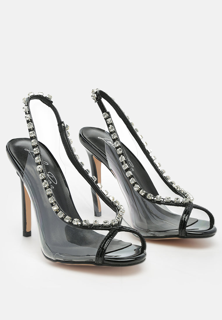 Camarine Clear Diamante Slingback High Heeled Sandals by London Rag