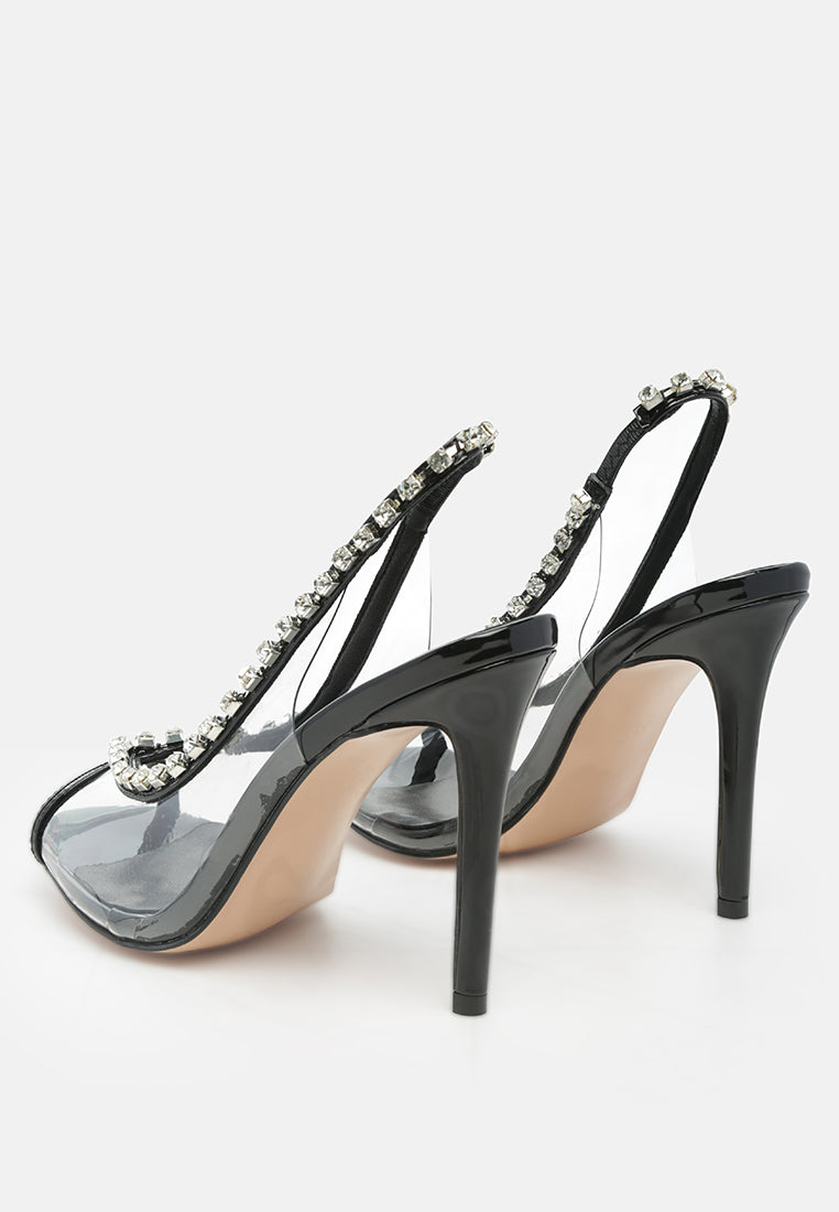 Camarine Clear Diamante Slingback High Heeled Sandals by London Rag