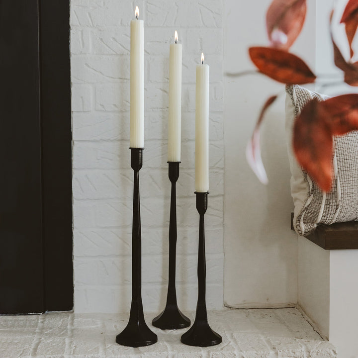 Black Cast Iron Taper Candle Holders