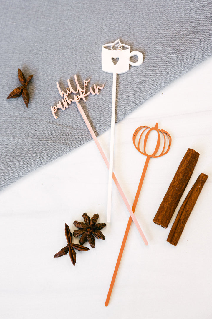 Hello Pumpkin Drink Stirrers
