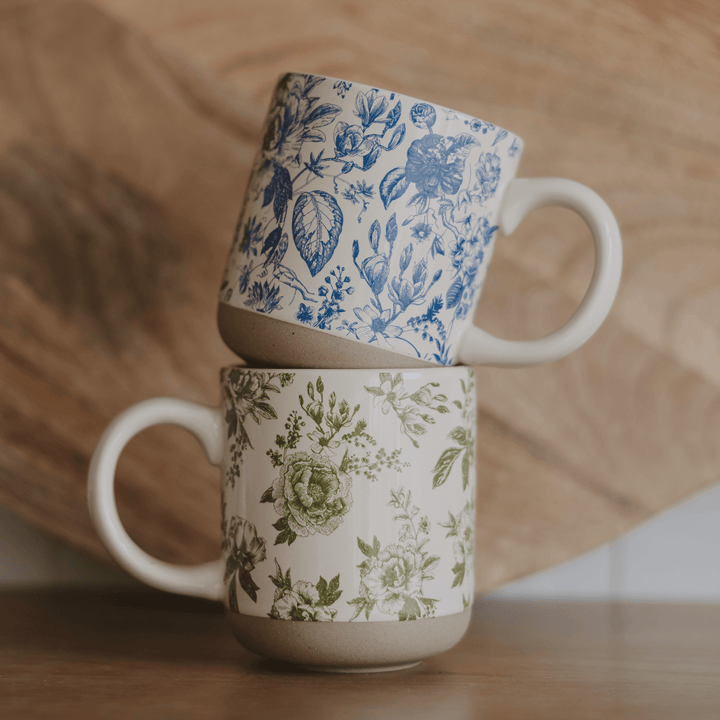 Green Delft 14 oz Stoneware Coffee Mug