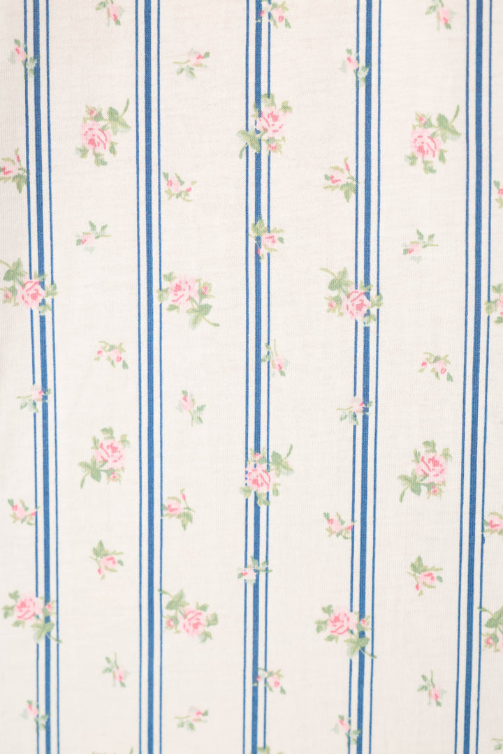 Cotton Jersey Stripes & Blooms Cropped PJ Set