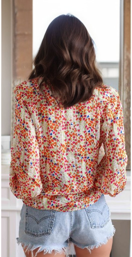 Boho Floral Print Button Front Shirt