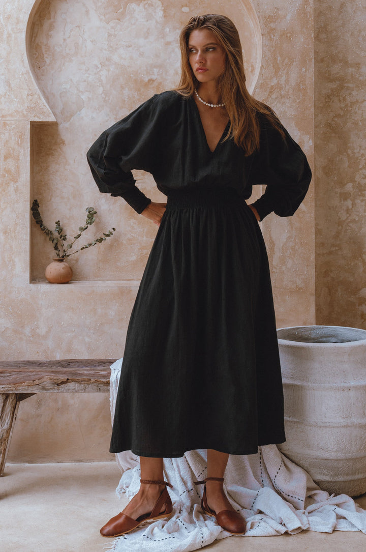Carla Long Sleeve Linen Dress by Bali Lane