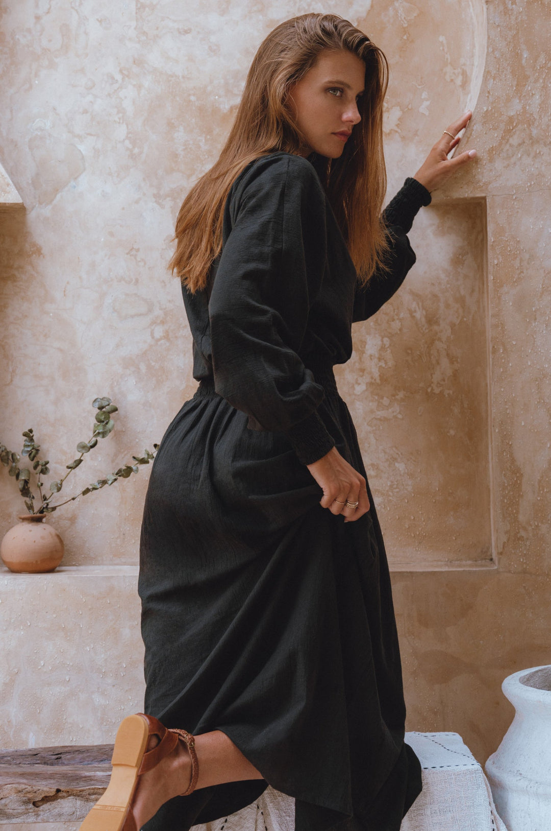 Carla Long Sleeve Linen Dress by Bali Lane