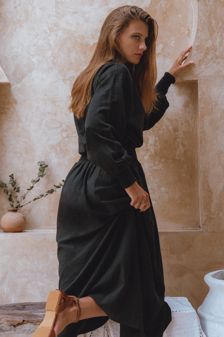 Carla Long Sleeve Linen Dress by Bali Lane