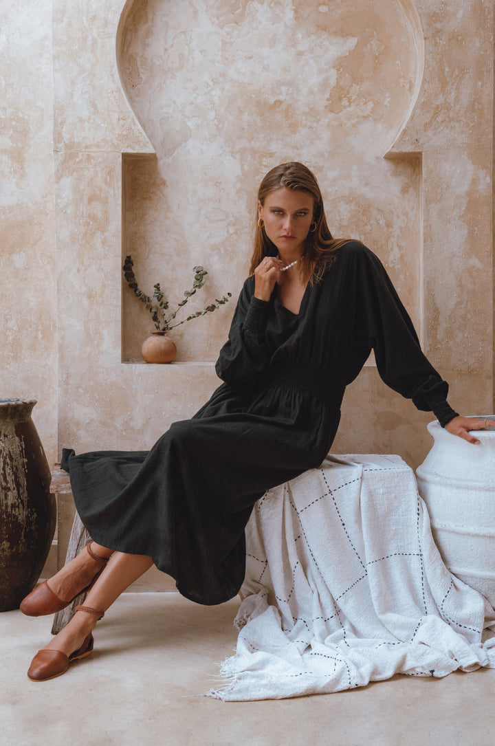 Carla Long Sleeve Linen Dress by Bali Lane