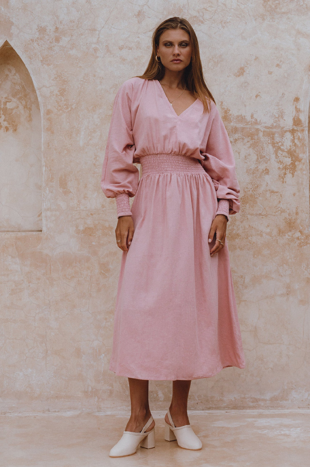 Carla Long Sleeve Linen Dress by Bali Lane