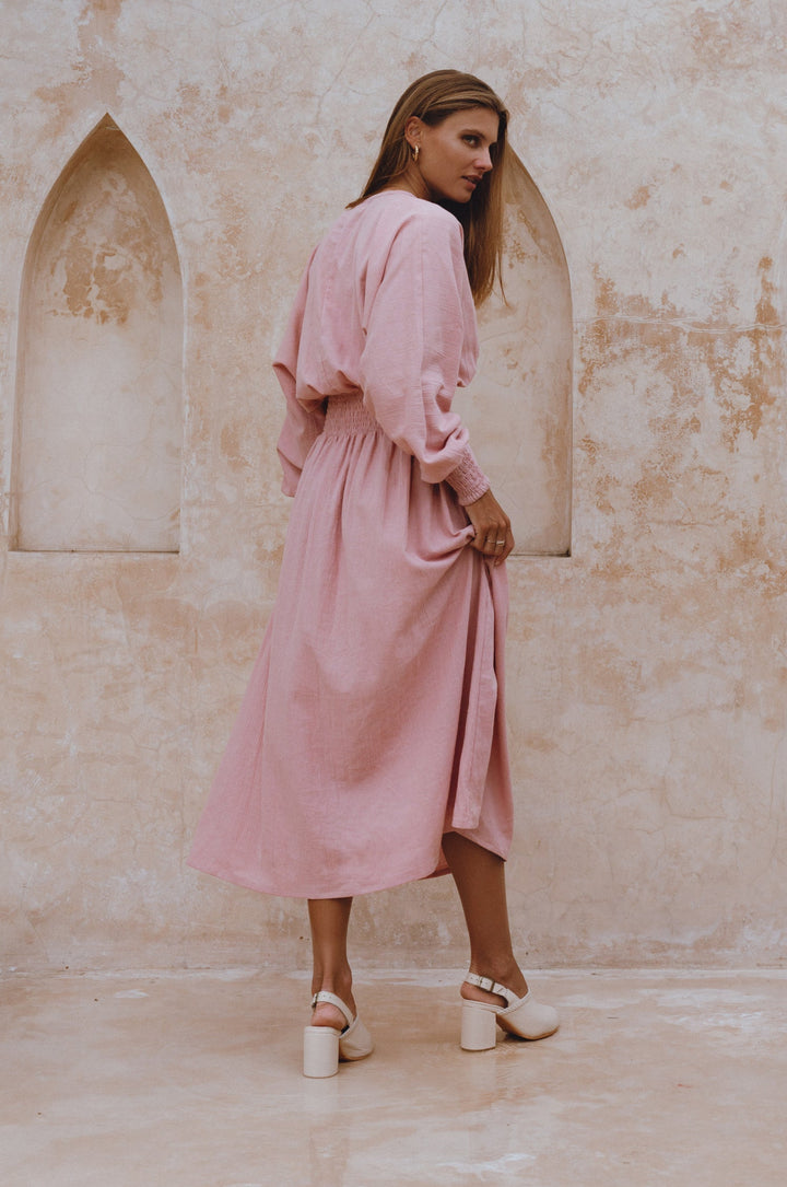 Carla Long Sleeve Linen Dress by Bali Lane