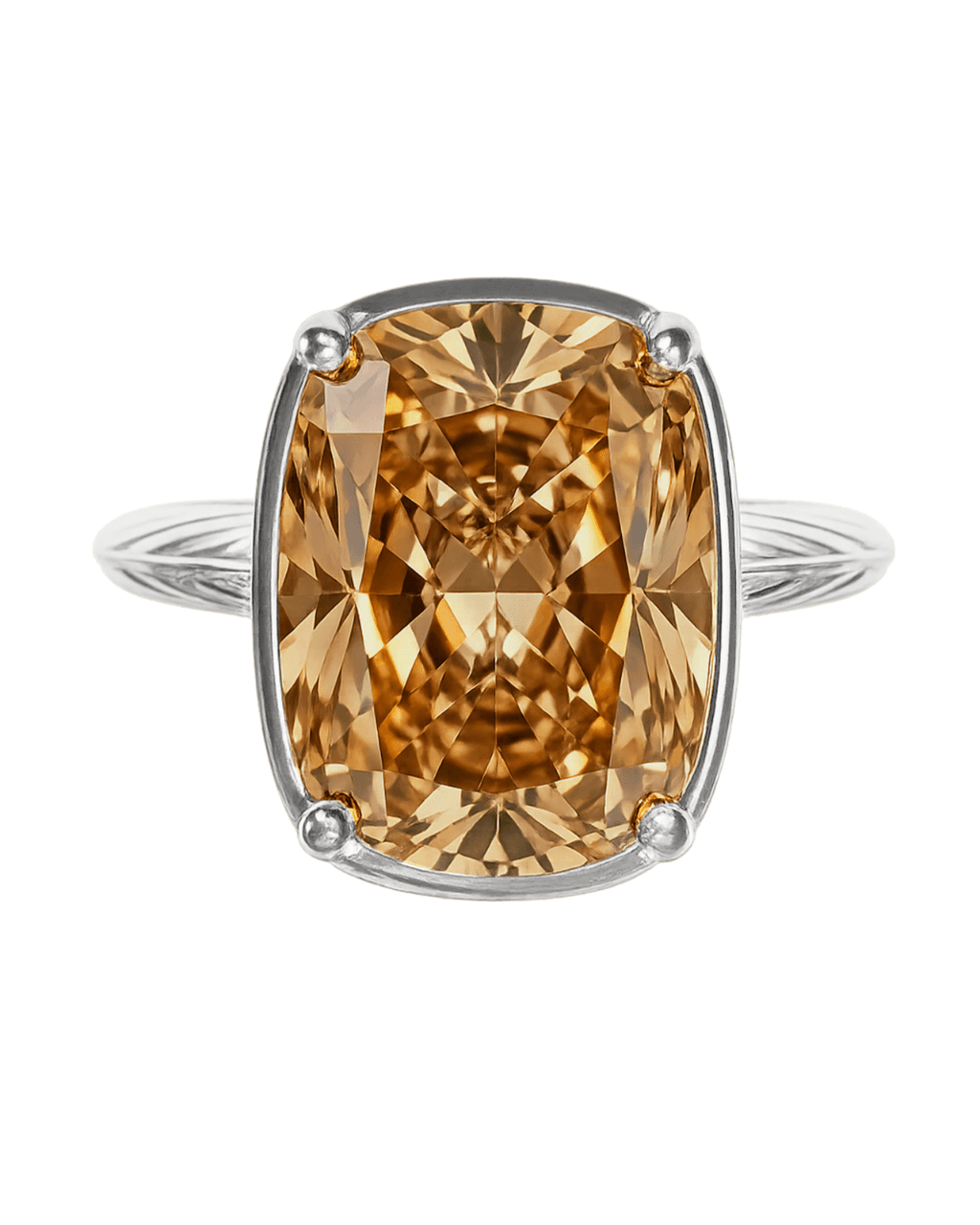Elongated Cushion Champagne CZ Cocktail Ring