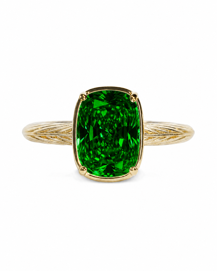 Emerald Elongated Mini Cushion Ring