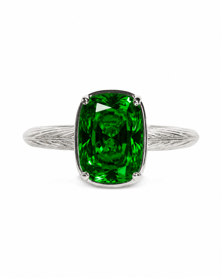 Emerald Elongated Mini Cushion Ring