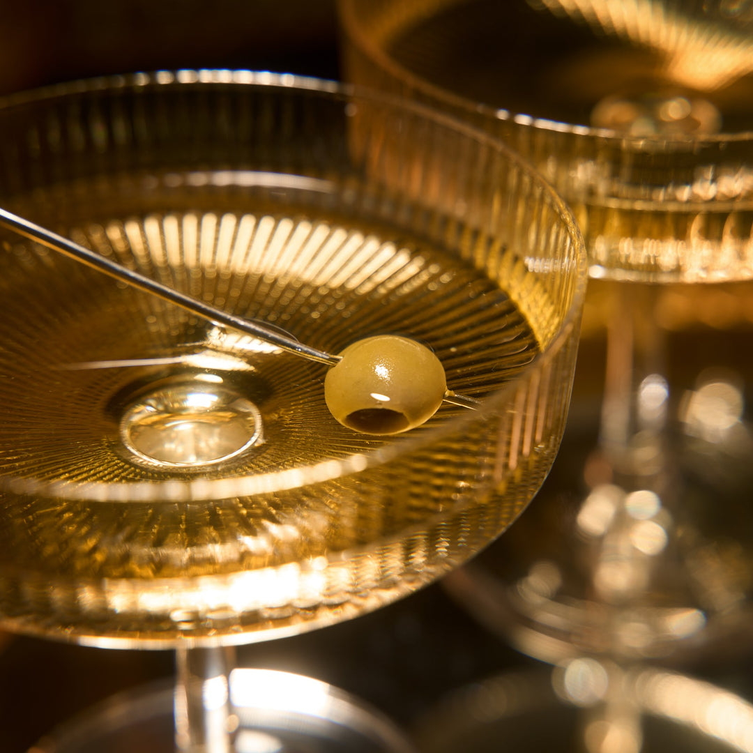 Ribbed Coupe Cocktail Glasses 8 oz | Set of 4 (Clear)