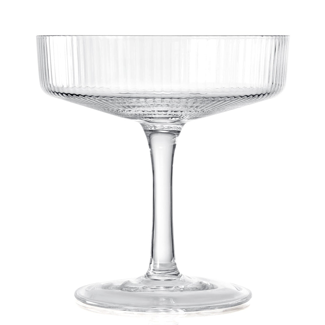 Ribbed Coupe Cocktail Glasses 8 oz | Set of 4 (Clear)