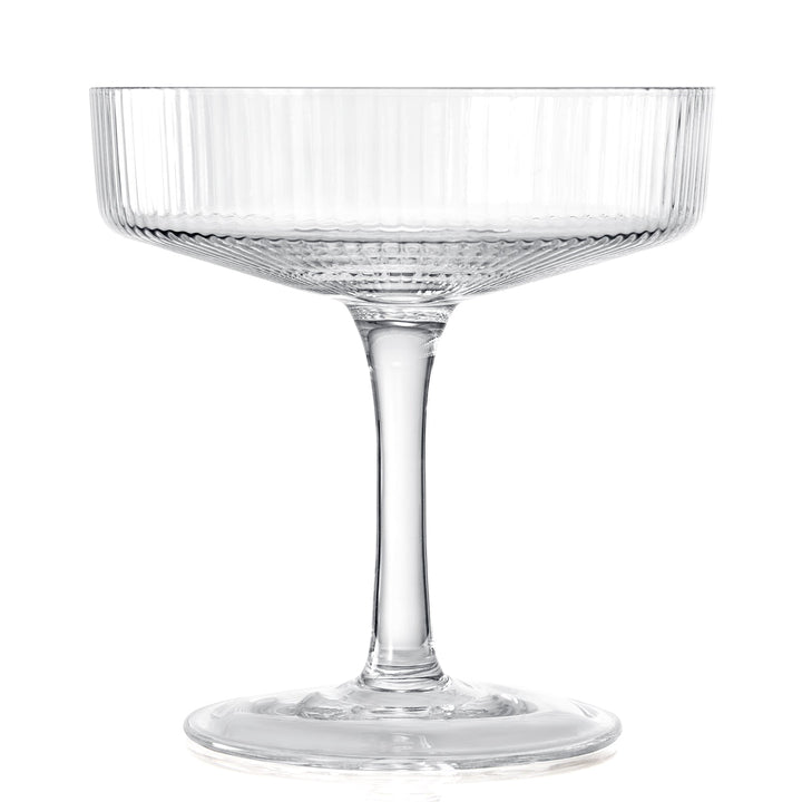 Ribbed Coupe Cocktail Glasses 8 oz | Set of 4 (Clear)