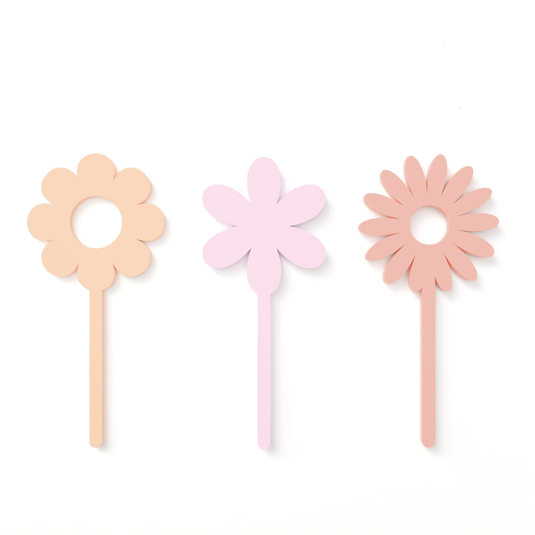 Pastel Daisy Acrylic Cupcake Toppers, Set of 12