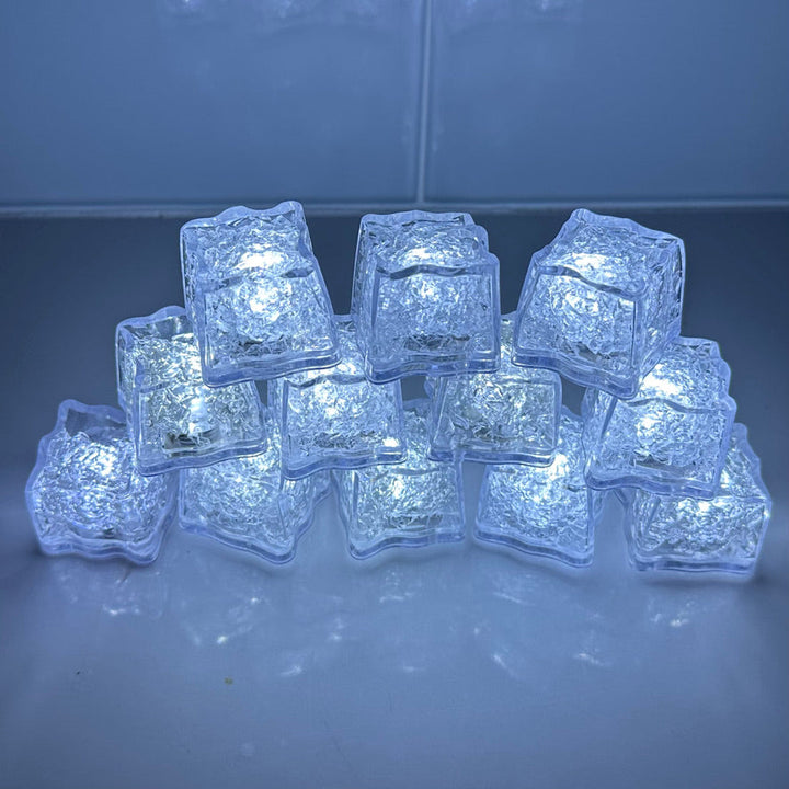 REVO White LED Light Up Ice Cube | Push button on/off | 12 Pack by REVO COOLERS, LLC