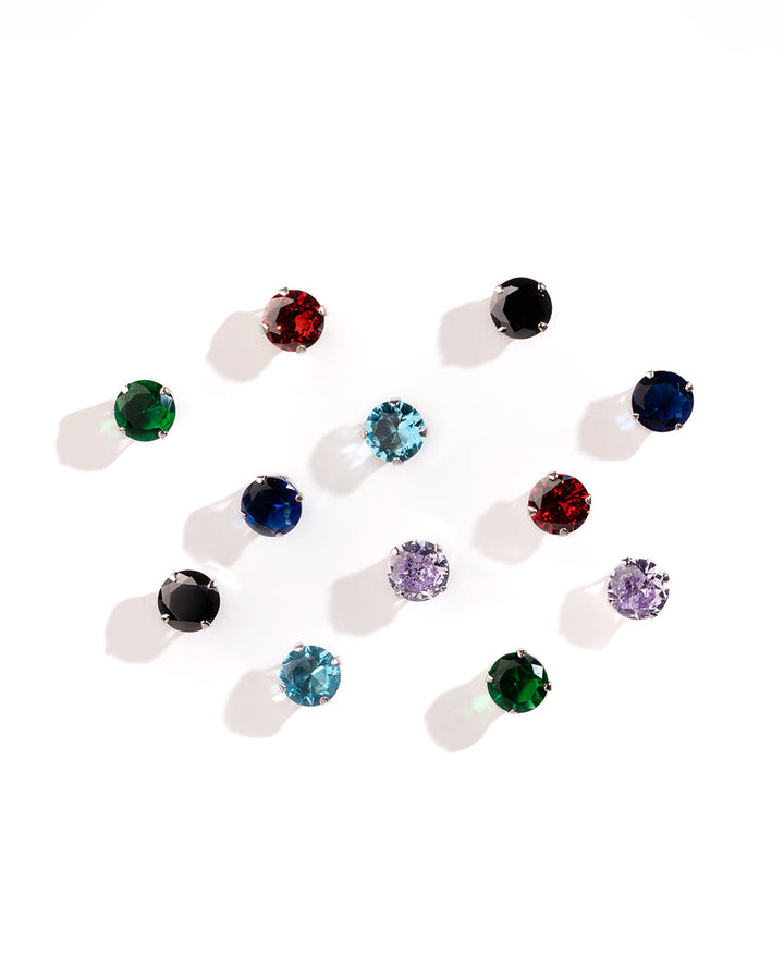 Rainbow CZ Studs - 7mm