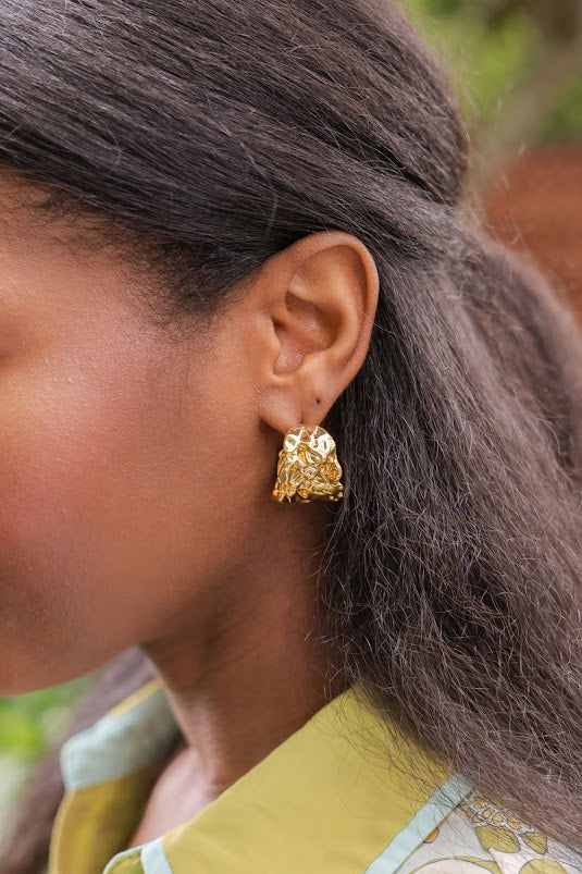 Belinda - Textured 18k Gold Plated Hoop Earring - Meeghan Mullin Collection