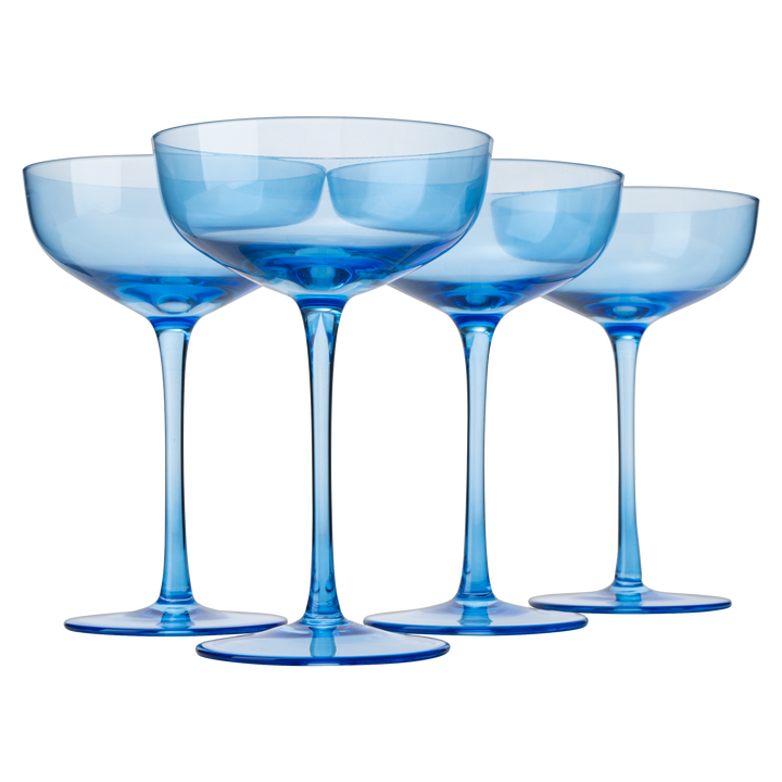 The Wine Savant Colored Coupe Glass | 7oz | Set of 4 (Blue)